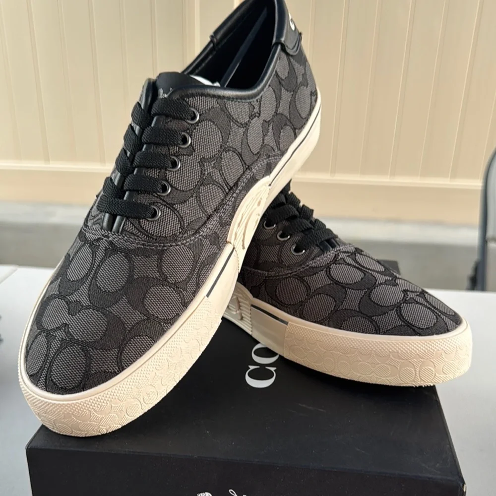 Coach Skate Black Signature Jacquard Leather Men's Sneakers - Picture 3 of 3
